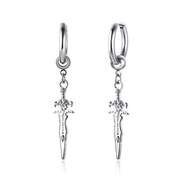 Men's Stainless Steel Cross Stud Earrings - Imagen 3