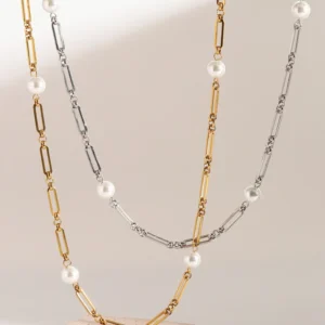 Stainless Steel Pearl Chain Necklace